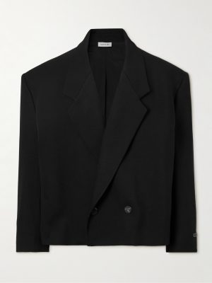 Double-Breasted Cropped Wool-Gabardine Blazer Double-Breasted Cropped Wool-Gabardine Blazer