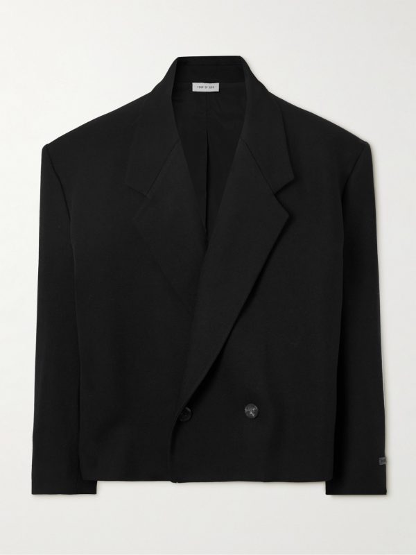 Double-Breasted Cropped Wool-Gabardine Blazer