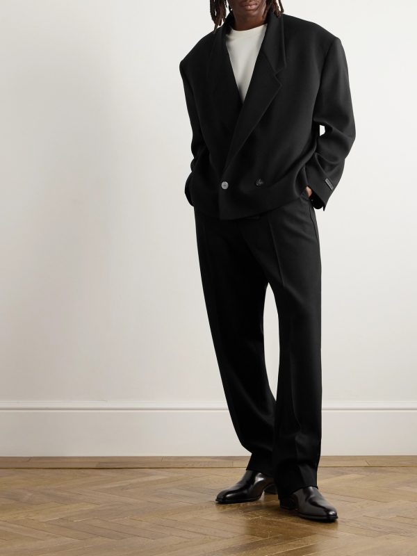 Double-Breasted Cropped Wool-Gabardine Blazer - OU