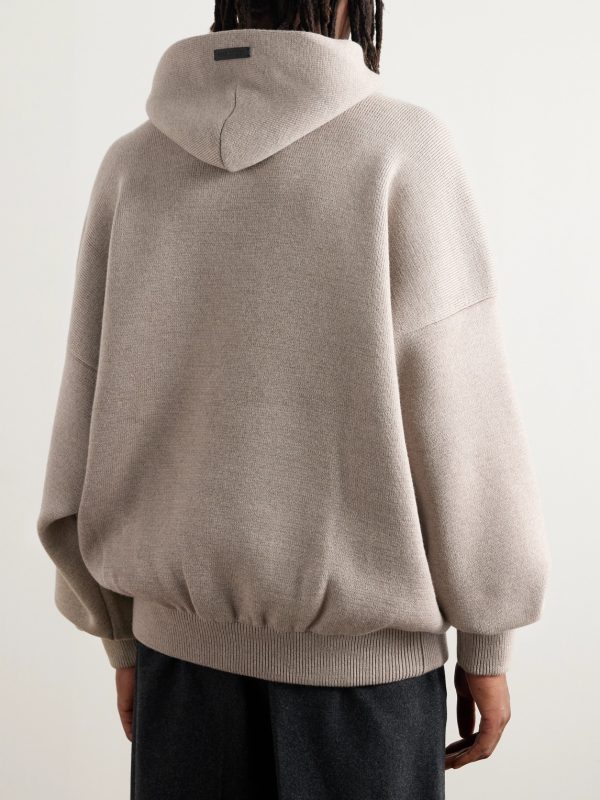 Logo-Appliquéd Merino Wool Hoodie - BK