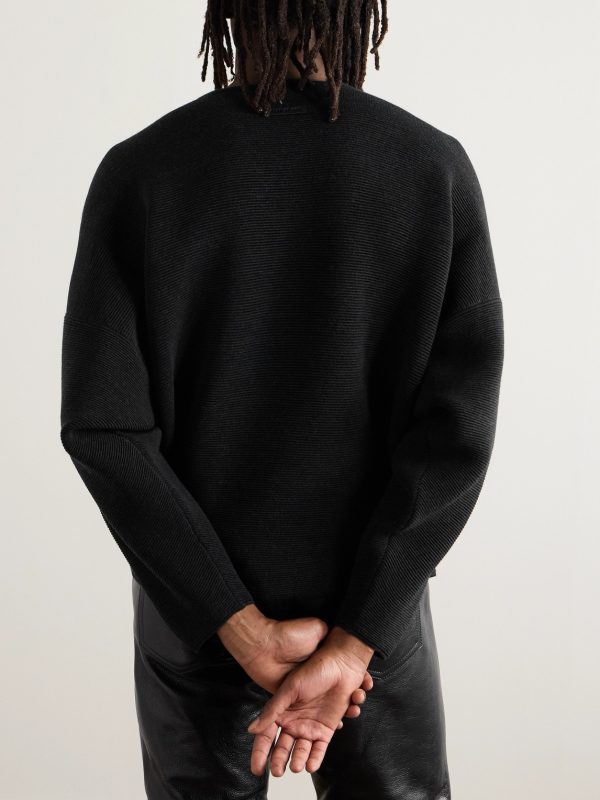 Logo-Appliquéd Ribbed Virgin Wool Sweater - BK Logo-Appliquéd Ribbed Virgin Wool Sweater - BK