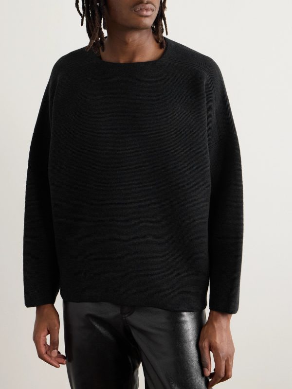 Logo-Appliquéd Ribbed Virgin Wool Sweater - FR Logo-Appliquéd Ribbed Virgin Wool Sweater - FR