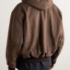 Logo-Appliquéd Nubuck Hooded Bomber Jacket - BK