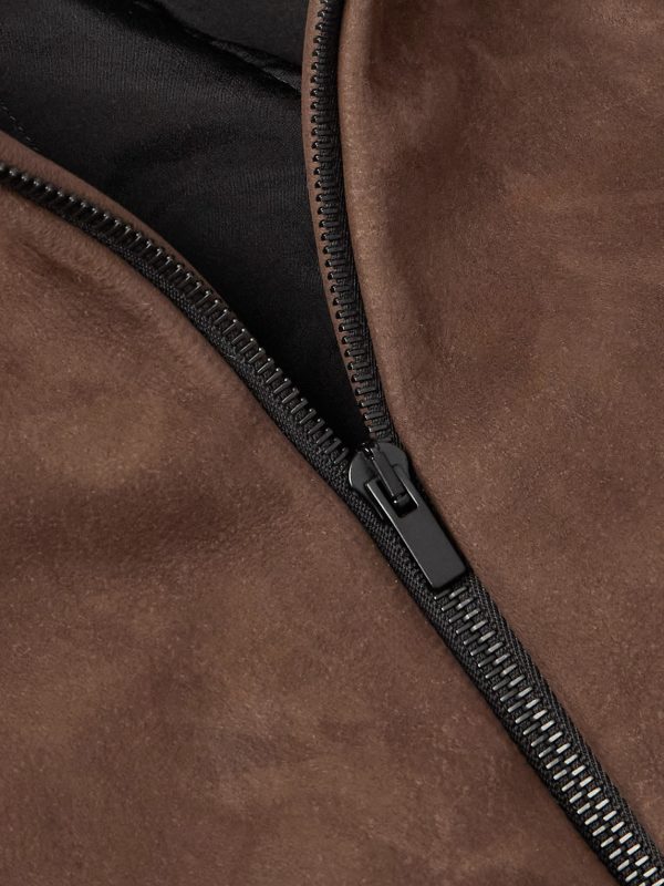 Logo-Appliquéd Nubuck Hooded Bomber Jacket - CU