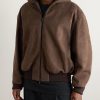 Logo-Appliquéd Nubuck Hooded Bomber Jacket - FR