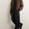 Logo-Appliquéd Nubuck Hooded Bomber Jacket - OU