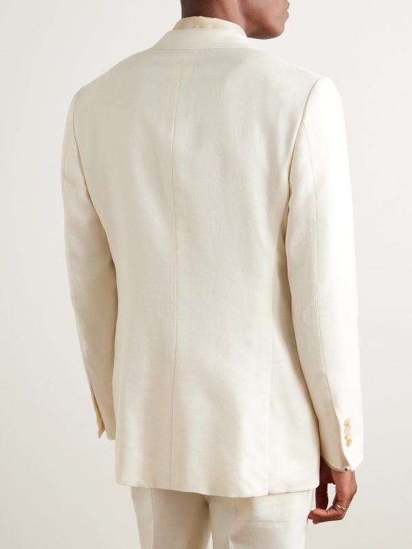 Irving Slim-Fit Unstructured Wool, Silk and Linen-Blend Twill Suit Jacket - BK