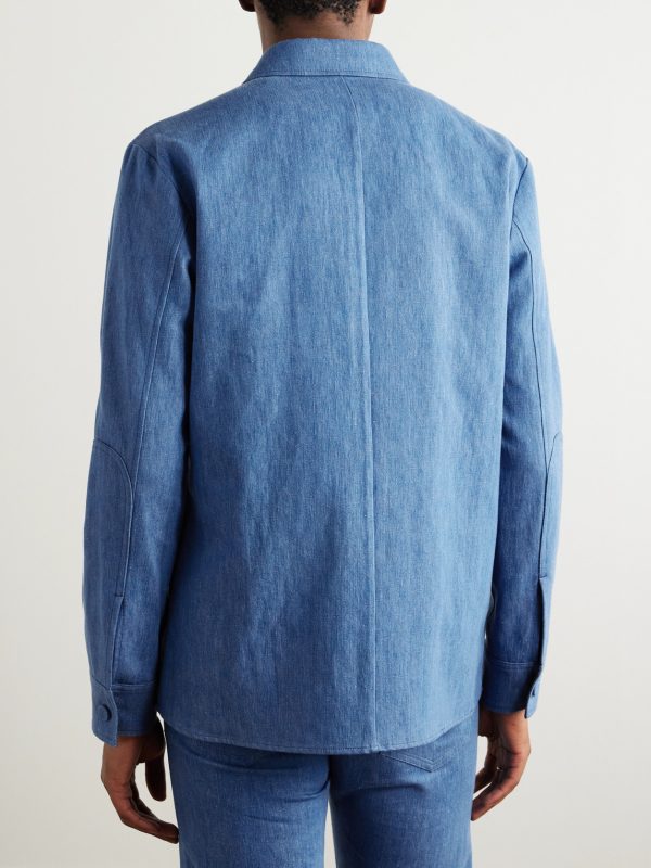 Everly Cotton and Linen-Blend Chambray Overshirt - BK Everly Cotton and Linen-Blend Chambray Overshirt - BK