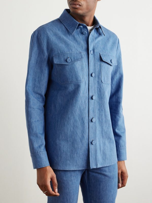 Everly Cotton and Linen-Blend Chambray Overshirt - FR Everly Cotton and Linen-Blend Chambray Overshirt - FR