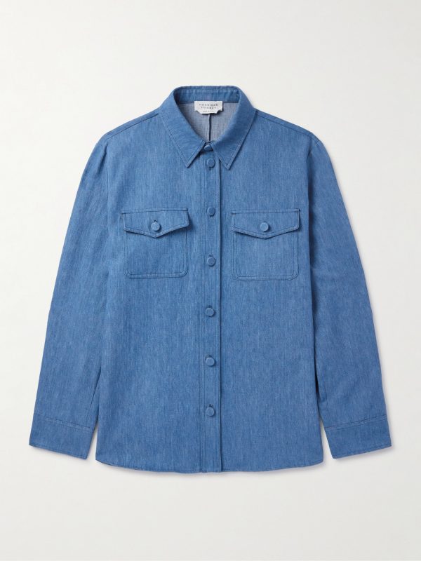 Everly Cotton and Linen-Blend Chambray Overshirt Everly Cotton and Linen-Blend Chambray Overshirt