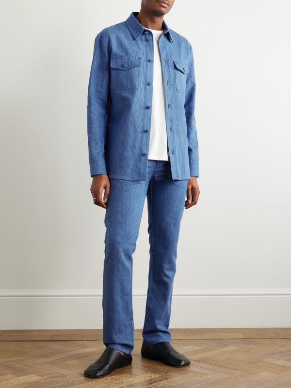 Everly Cotton and Linen-Blend Chambray Overshirt - OU Everly Cotton and Linen-Blend Chambray Overshirt - OU