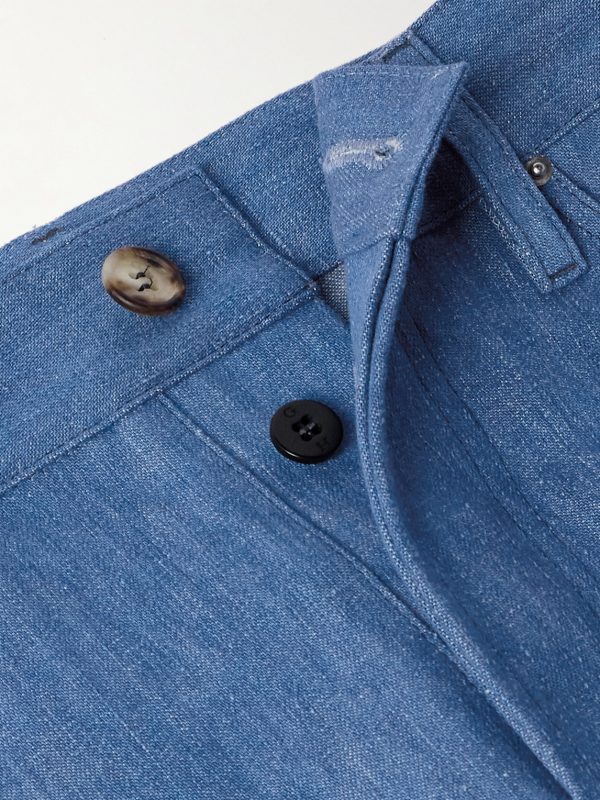 Slim-Fit Cotton and Linen-Blend Trousers - E1 Slim-Fit Cotton and Linen-Blend Trousers - E1