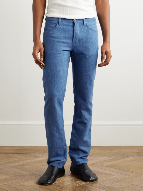 Slim-Fit Cotton and Linen-Blend Trousers - FR Slim-Fit Cotton and Linen-Blend Trousers - FR