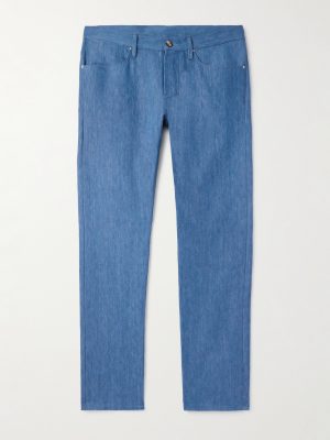 Slim-Fit Cotton and Linen-Blend Trousers