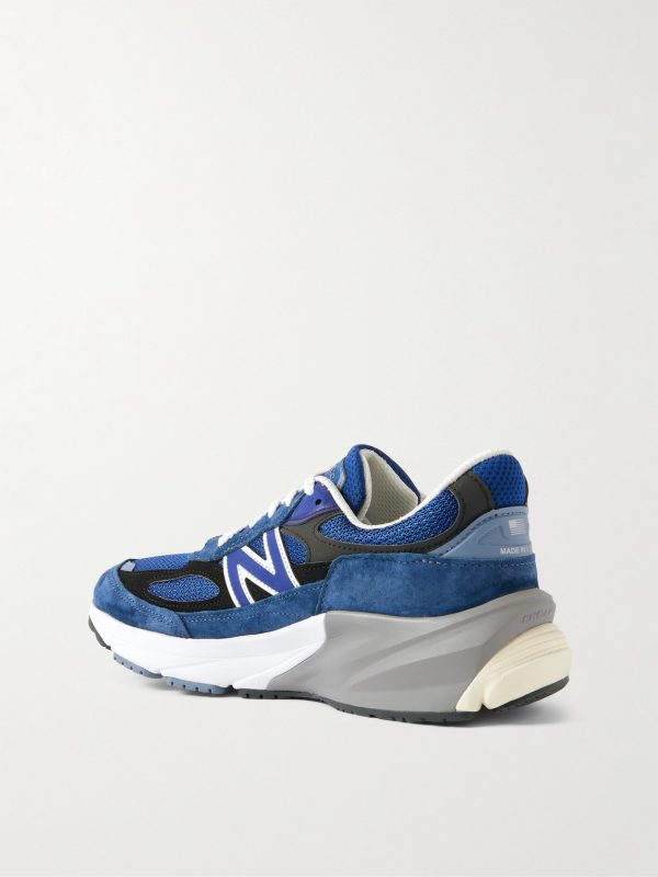 990v6 Leather-Trimmed Suede and Mesh Sneakers - BK 990v6 Leather-Trimmed Suede and Mesh Sneakers - BK