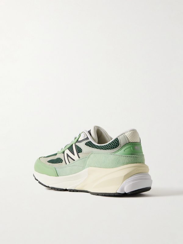 990v6 Leather-Trimmed Suede and Mesh Sneakers - BK