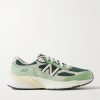 990v6 Leather-Trimmed Suede and Mesh Sneakers