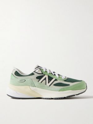 990v6 Leather-Trimmed Suede and Mesh Sneakers