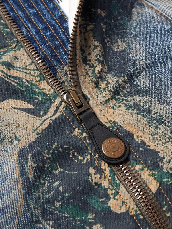 Padded Printed Recycled-Denim Bomber Jacket - CU Padded Printed Recycled-Denim Bomber Jacket - CU