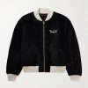 Reversible Embroidered Wool-Fleece and Silk-Satin Bomber Jacket