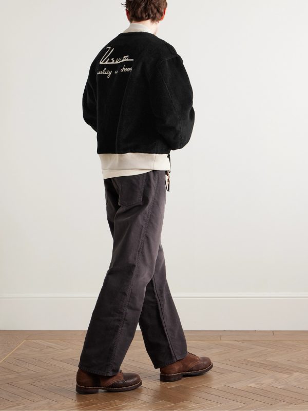 Reversible Embroidered Wool-Fleece and Silk-Satin Bomber Jacket - OU