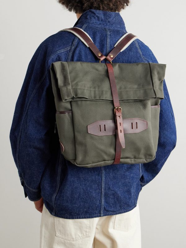 Jamy Leather-Trimmed Canvas Backpack - OU