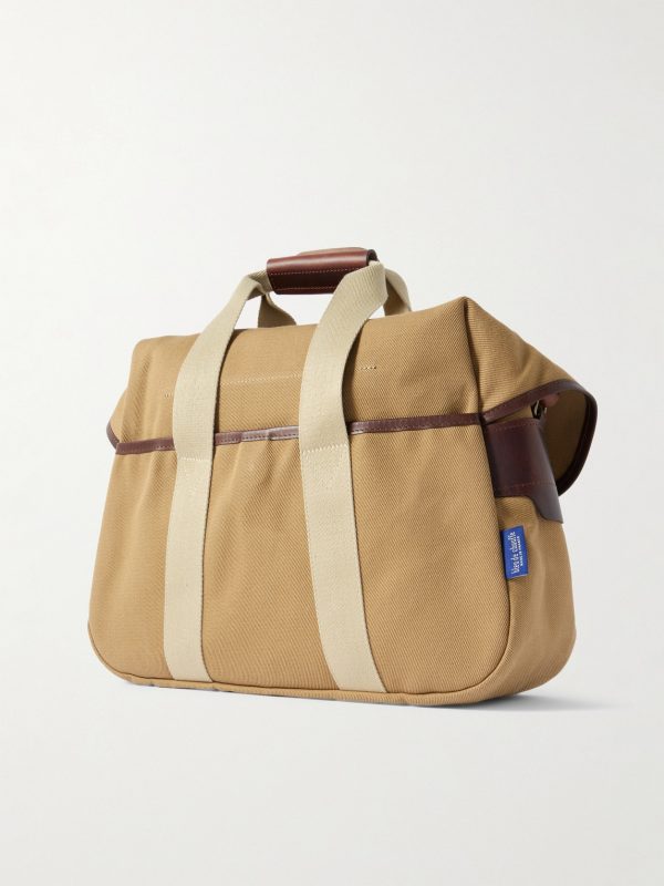 Musette Business Leather and Webbing-Trimmed Canvas Weekend Bag - BK Musette Business Leather and Webbing-Trimmed Canvas Weekend Bag - BK