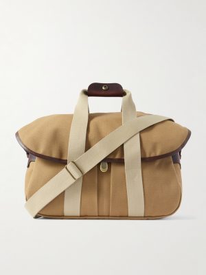 Musette Business Leather and Webbing-Trimmed Canvas Weekend Bag Musette Business Leather and Webbing-Trimmed Canvas Weekend Bag
