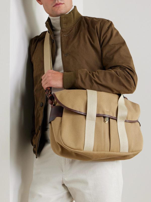 Musette Business Leather and Webbing-Trimmed Canvas Weekend Bag - OU Musette Business Leather and Webbing-Trimmed Canvas Weekend Bag - OU