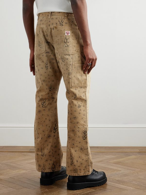+ Dr. Woo Bootcut Double-Knee Printed Cotton-Canvas Trousers - BK + Dr. Woo Bootcut Double-Knee Printed Cotton-Canvas Trousers - BK