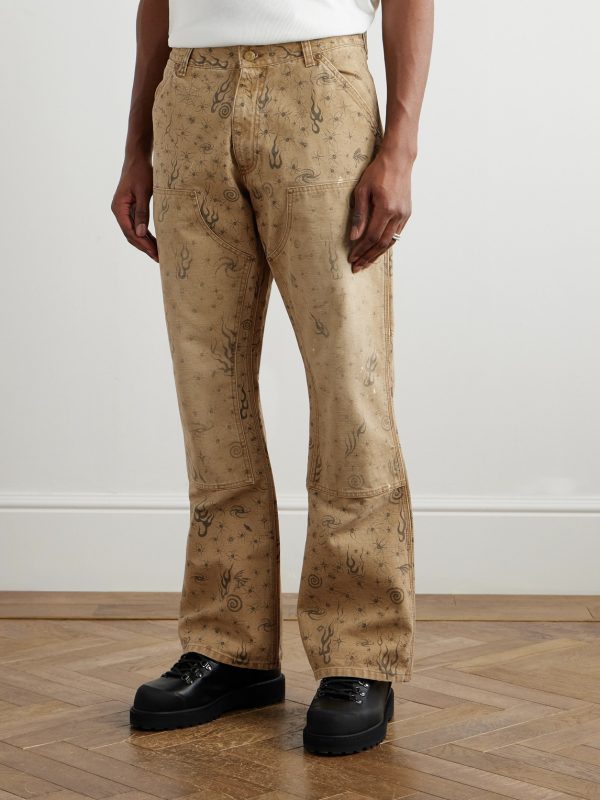 + Dr. Woo Bootcut Double-Knee Printed Cotton-Canvas Trousers - FR + Dr. Woo Bootcut Double-Knee Printed Cotton-Canvas Trousers - FR