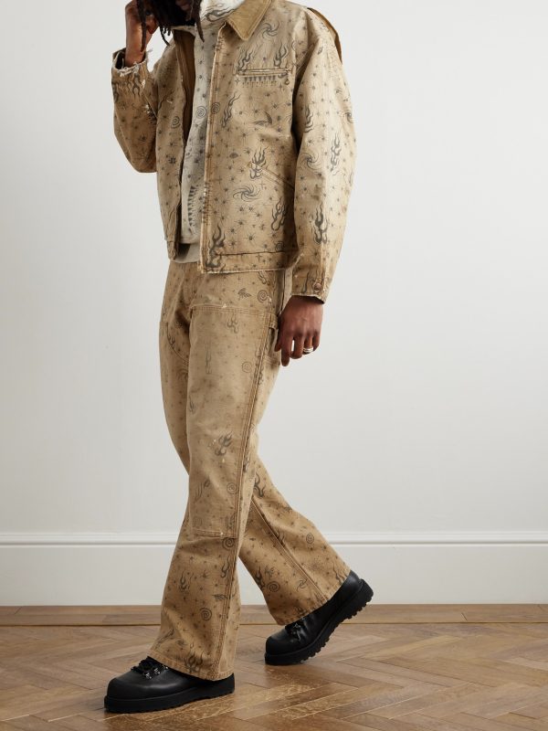 + Dr. Woo Bootcut Double-Knee Printed Cotton-Canvas Trousers - OU + Dr. Woo Bootcut Double-Knee Printed Cotton-Canvas Trousers - OU