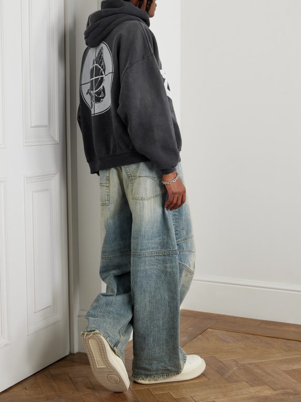 + Fear of God Distressed Logo-Print Cotton-Jersey Hoodie - OU