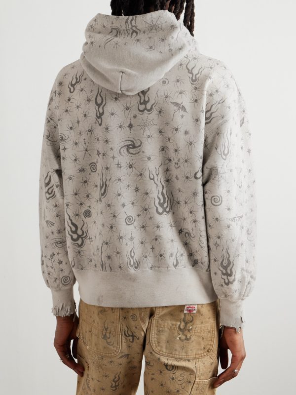 + Dr. Woo Distressed Printed Cotton-Jersey Sweatshirt - BK + Dr. Woo Distressed Printed Cotton-Jersey Sweatshirt - BK