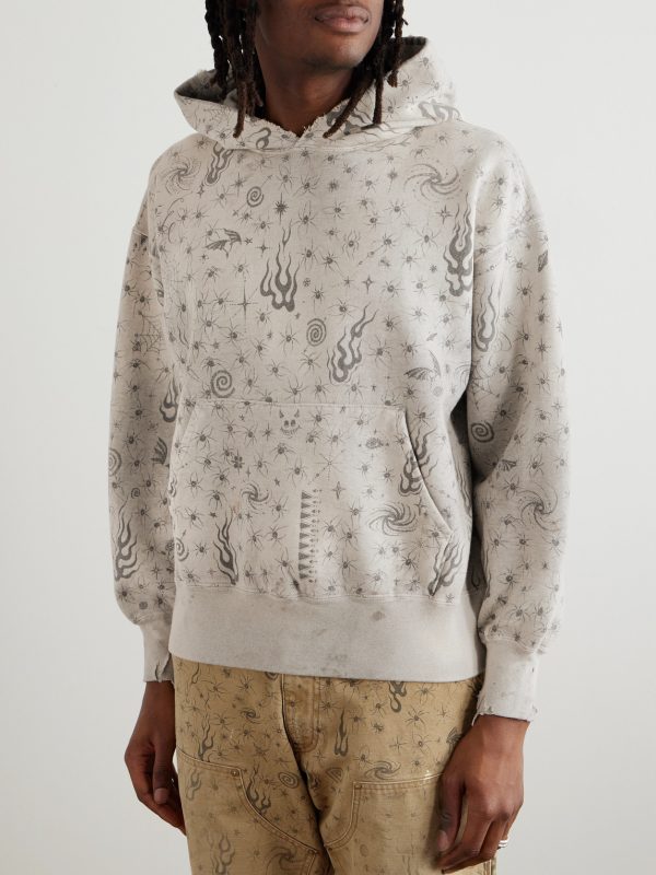 + Dr. Woo Distressed Printed Cotton-Jersey Sweatshirt - FR + Dr. Woo Distressed Printed Cotton-Jersey Sweatshirt - FR