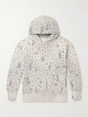 + Dr. Woo Distressed Printed Cotton-Jersey Sweatshirt