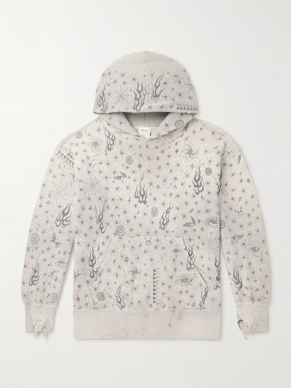 + Dr. Woo Distressed Printed Cotton-Jersey Sweatshirt + Dr. Woo Distressed Printed Cotton-Jersey Sweatshirt