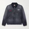 Corduroy-Trimmed Logo-Embroidered Distressed Cotton-Canvas Jacket