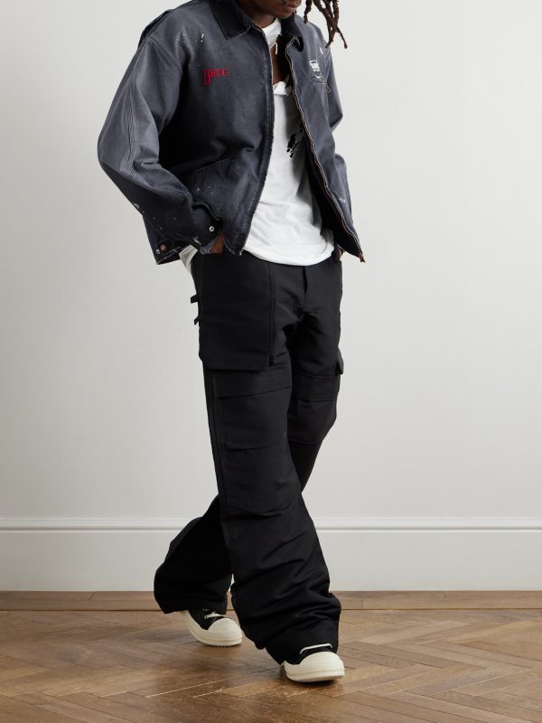 Corduroy-Trimmed Logo-Embroidered Distressed Cotton-Canvas Jacket - OU