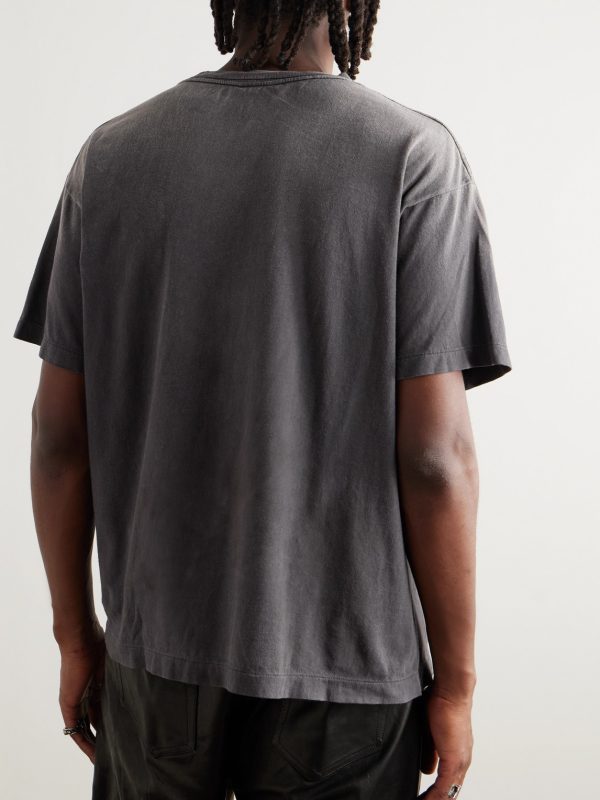 Distressed Paint-Splattered Printed Cotton-Jersey T-Shirt - BK