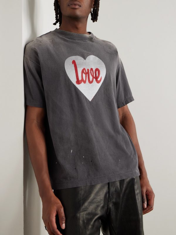 Distressed Paint-Splattered Printed Cotton-Jersey T-Shirt - FR