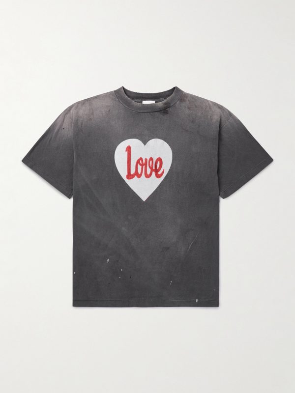 Distressed Paint-Splattered Printed Cotton-Jersey T-Shirt