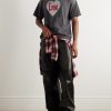 Distressed Paint-Splattered Printed Cotton-Jersey T-Shirt - OU