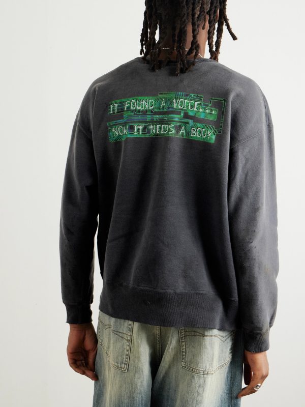 + Ghost in the Shell Printed Cotton-Jersey Sweatshirt - BK + Ghost in the Shell Printed Cotton-Jersey Sweatshirt - BK