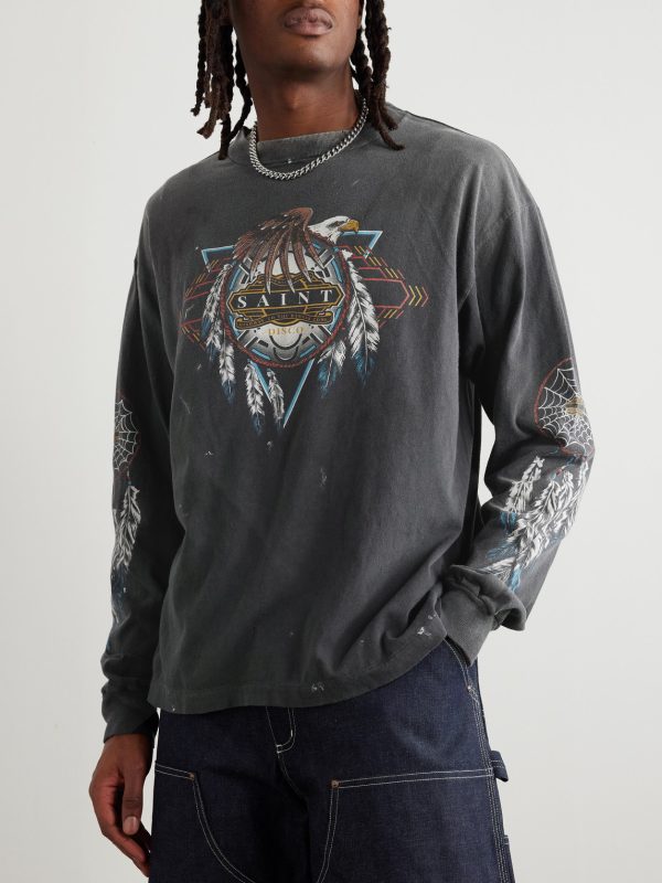 + TEFLON DISCO Distressed Printed Cotton-Jersey T-Shirt - FR + TEFLON DISCO Distressed Printed Cotton-Jersey T-Shirt - FR