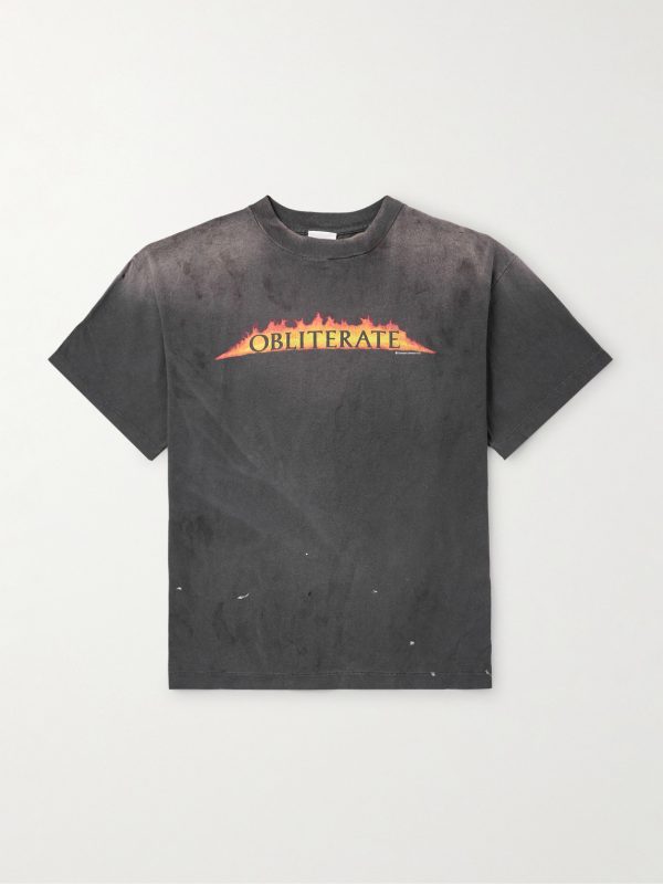 Obliterate Printed Distressed Cotton-Jersey T-Shirt Obliterate Printed Distressed Cotton-Jersey T-Shirt