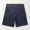 Straight-Leg Logo-Appliquéd Denim Shorts Straight-Leg Logo-Appliquéd Denim Shorts