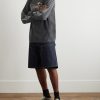 Straight-Leg Logo-Appliquéd Denim Shorts - OU Straight-Leg Logo-Appliquéd Denim Shorts - OU