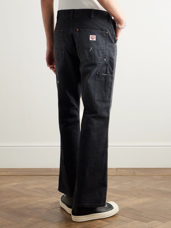 Bootcut Double-Knee Paint-Splattered Cotton-Canvas Trousers - BK