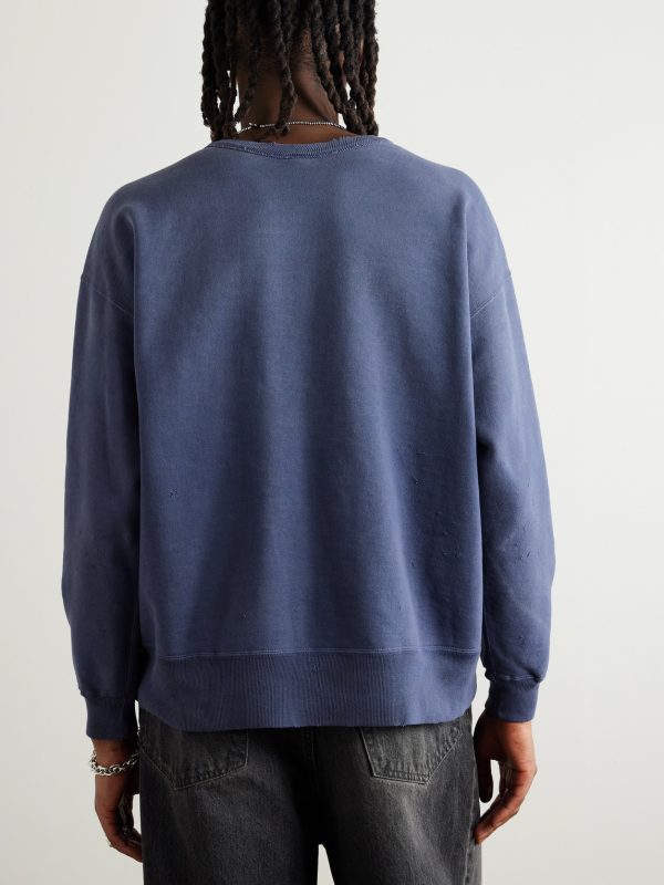 + Ghost in the Shell Distressed Printed Cotton-Jersey Sweatshirt - BK + Ghost in the Shell Distressed Printed Cotton-Jersey Sweatshirt - BK